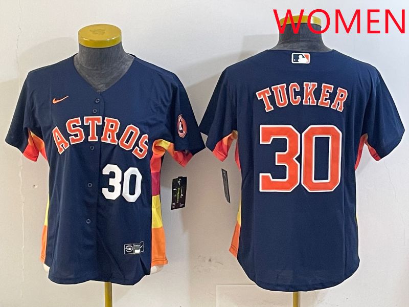 Women Houston Astros #30 Tucker Blue City Edition 2025 Nike MLB Jersey style 2